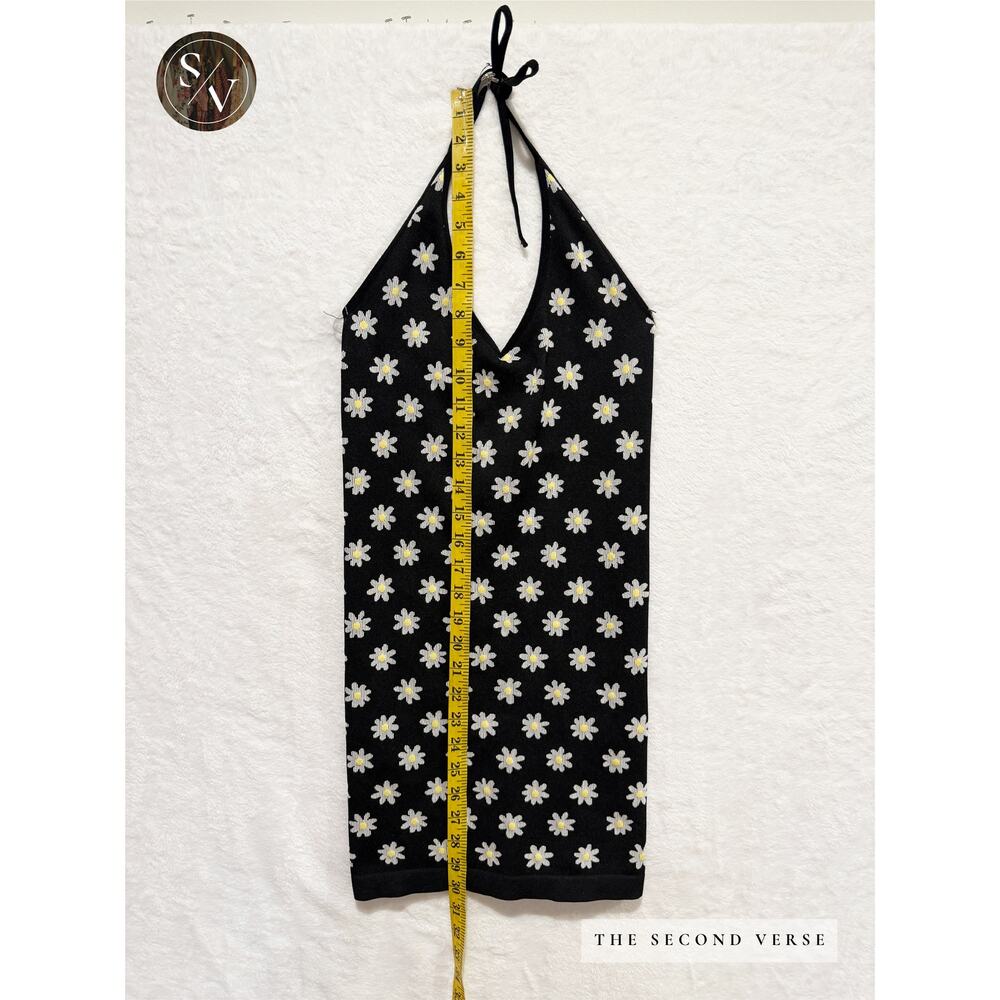 Halter Mini Dress Daisy Flower Y2K Retro Seamless Bodycon Size XS - Picture 4 of 7